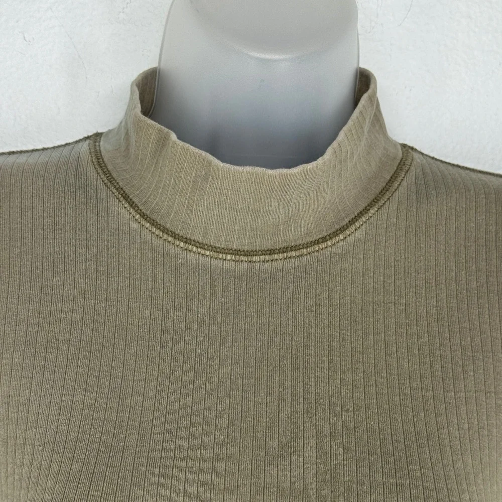 Intimately Free People Ribbed Mock Neck Long Sleeve Top Olive Green Small Boho